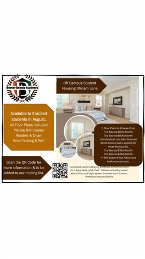 BIG news 🎉 Our second Beaver Beauty Academy student housing location is officially ready 🏠✨ Watch as Dr. Beaver walks through the home, answers questions about requirements, pricing, and features, and shares how this housing option supports our adult beauty school students 💚🧡 We’re proud to offer a true college-style experience at a trade school level. ➡️ Call 678-705-8058 to learn more or schedule an on-campus tour. #studenthousing #beautyschoollife #tradeschool