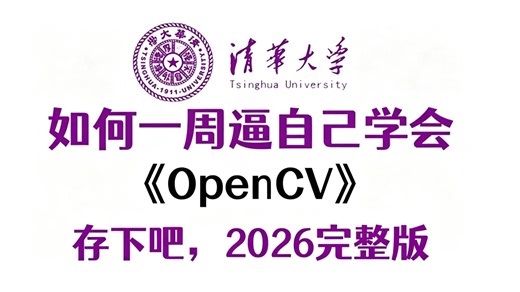 【2026已完结】OpenCV全套保姆级教程！共198集全，AI大佬手把手带你从零入门到项目精通，全程通俗易懂！零基础小白自学少走99%弯路！-AI/计算机视觉