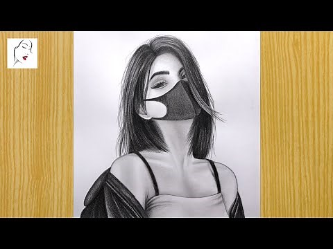 How to Draw a Girl Wearing Face Mask Easy Step by Step | Face Mask Girl Drawing | The Crazy Sketcher