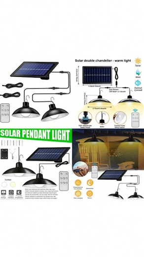 Solar Powered Outdoor Light with Remote Control for Garden, 2-Head Waterproof Solar Chandelier for Corridor Pavilion House, Solar Garden Lights #homelighting #wirelesslamp #holidaylights #diysecuritysystem #campinglight #outdoorflashlight #securitylights #ledlightnightstand #lightingdecor #homeelectrical