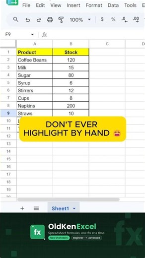 Don't highlight cells by hand in Google Sheets 😤 #shorts