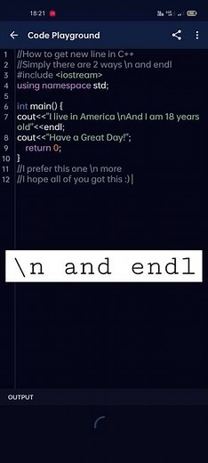 2 ways to get new line in C++ 3 #coding #codingforbeginners #cpp #shorts