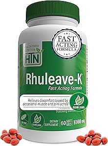 Health Thru Nutrition Acute Formula | Rhuleave-K 1,000mg Curcumin, Boswellia and Black Sesame Seed Oil | Joint and Muscle Fast Acting | Clinically Studied | Non-GMO (Pack of 60)