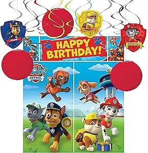 Multicolor Paw Patrol Scene Setters with Plastic Props in Various Size - Pack of 17 - Perfect for Kids Parties & Events