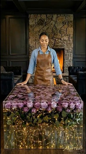 Pouring Liquid Glass Over Vibrant Purple Roses #asmr #diy #epoxy