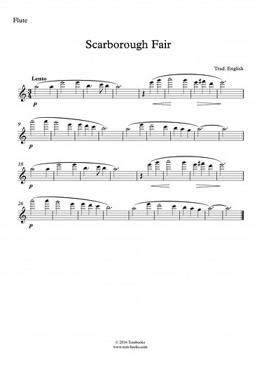 Scarborough Fair (Traditional) - Flute Sheet Music