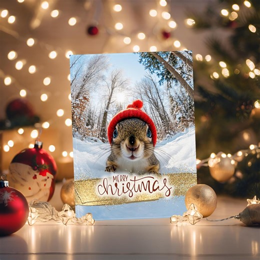 Printable Christmas Card | Cute Animals | Xmas Cards | Christmas PNG | Festive Ecard | Instant Download | Squirrel Postcard | Funny Cards - Etsy UK