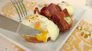 Saturday brunch only gets better with FARMER JOHN® All Natural Bacon eggs benedict. | Farmer John