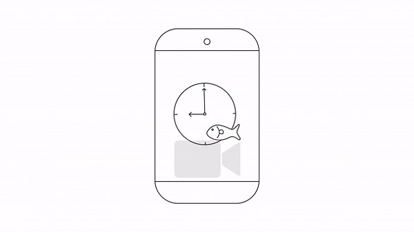 A smartphone app icon featuring a clock and fish design, perfect for technology, time management, or fishing-related applications. Clean and modern animation Stock Video Footage - Alamy