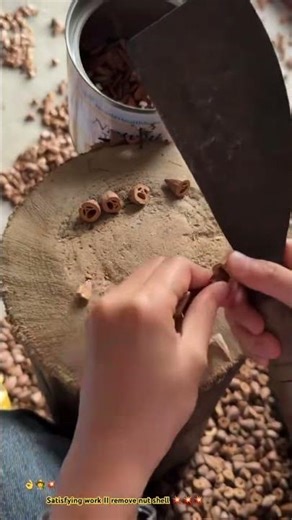 🌰🔨Clearing Almond Shells Technique : Satisfying rural skill