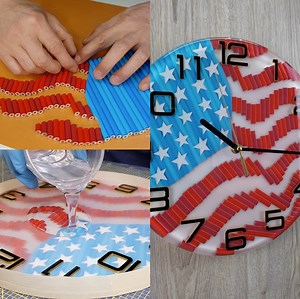 USA flag clock made out of colored pencils ! 🖍️🇺🇸 | Simple