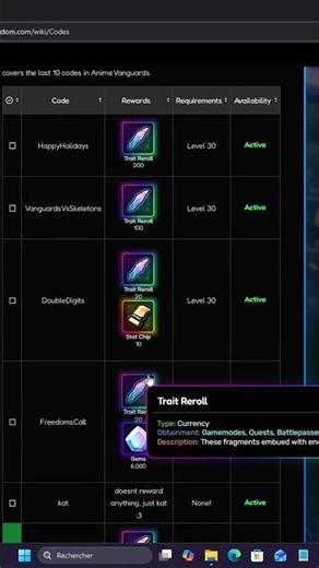 Nouveau CODE OP d'Anime Vanguard