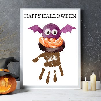 Template Handprint Craft | Halloween Bat Craft Preschool | Halloween Activity