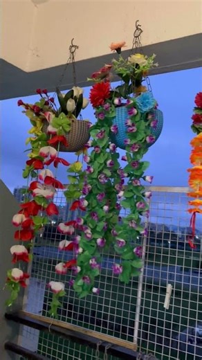 Simple and easy balcony decoration idea using artificial plants.