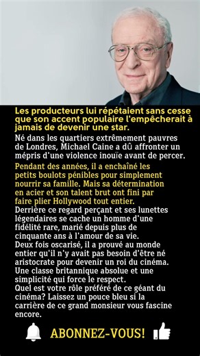 Pourquoi Hollywood a-t-il failli rejeter Michael Caine à ses débuts ?