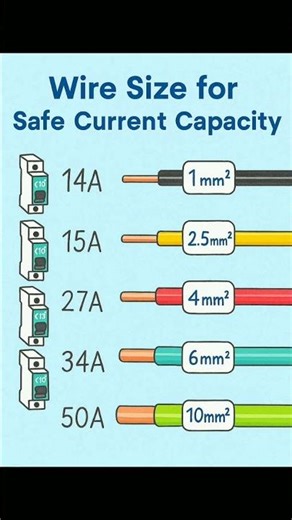 Wire Size For Safe current capacity #current #trending #electricity #education #physics #technology