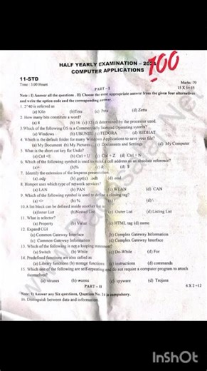 11th computer application half yearly original question paper #new #love #examtime #correctstudent