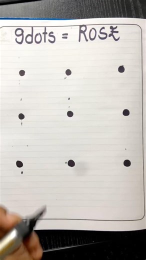 9 dots = Rose 🌹 drawing on notebook step by step for beginners #shorts
