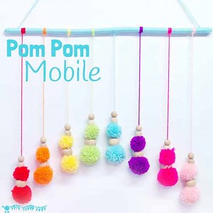 Rainbow Pom Pom Mobile