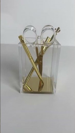 Acrylic Pen Holder Desk Organizer | Clear Minimalist Office Setup