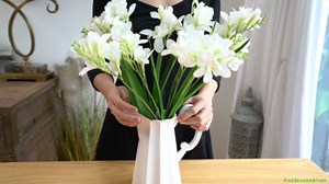 FiveSeasonStuff Real Touch Tall Freesias Artificial Flowers Arrangements (6 Stems) Bridal Wedding Bouquet & Floral Decorations for Home Décor (Cheerful White)
