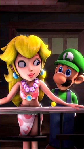 Luigi flirting on Peach
