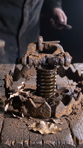 Antique Rusted Iron Bear Trap Restoration 🐾🔥 #metalrestoration #antiquerestoration