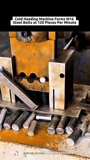 Cold Heading Machine Forms M16 Steel Bolts at 120 Pieces Per Minute #industrialcrush