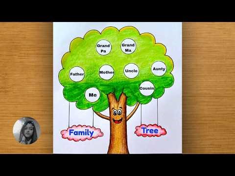 Beautiful Family Tree Drawing 😍 | Easy Family Tree Drawing | How to Make Family Tree with Oil Pastel