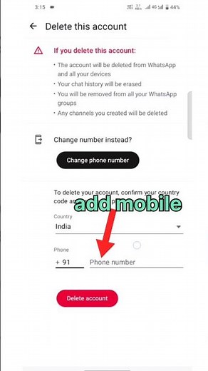 ⭐ WhatsApp Account Delete Kaise Kare 🗑️ | Permanently Delete Account #shorts