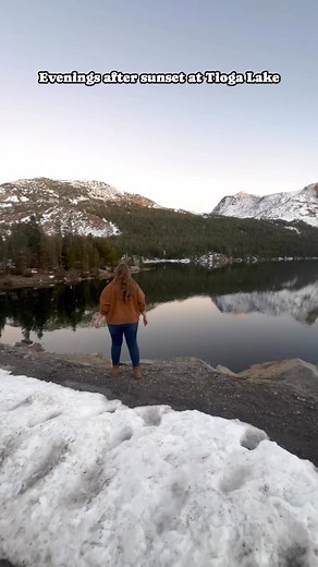 Some of Yosemite’s most spectacular scenery can actually be found just outside of the park boundary, Tioga Lake is simply stunning with current snowcapped peaks in the distance. #yosemitenationalpark #tiogapass #yosemite | Flyingdawnmarie