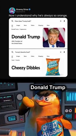Donald Trump Cheezy Dibbles Orange Skin Meme! 🍊🐧 #Shorts #Memes