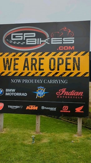 Exciting things are happening at GP Bikes and we are thrilled to unveil this new sign with the THREE new additions to our brand lineup, BMW Motorrad, Indian Motorcycles and MV Augusta! Things are happening fast and we can't wait to show you the addition later this fall. #gpbikeswhitby #bmwmotorrad #indianmotorcycle #mvaugusta | GP Bikes Motorcycle PowerSports Authority