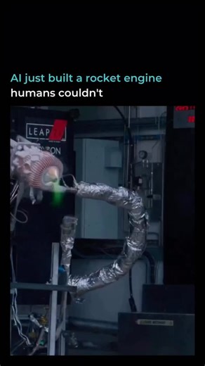 infinity.io1 on Instagram: "AI autonomously designed LEAP 71’s NEURON - 20kN aerospike engine, 3D-printed it in one copper piece, and it fired perfectly on the first test. Once the system learns, new design iterations take just 15 minutes. The insane part: burns at 3,000°C inside while using liquid oxygen at -183°C for cooling. So cold outside it creates frost while running full blast. Those green flames? Copper burning - a design quirk that taught the AI for next time. This isn’t AI helping eng