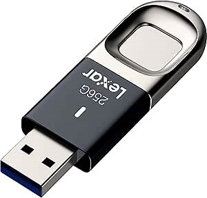 Lexar JumpDrive Fingerprint F35 256GB USB 3.0 Flash Drive, Black/Silver (LJDF35-256BBKNA)