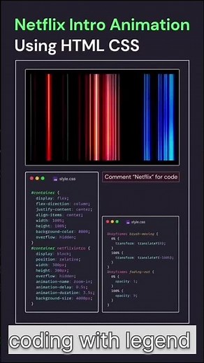 Netflix intro using HTML CSS and JavaScript wepsite design tutorial #coding #html5