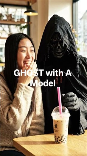 A Ghost interacting a Female Model