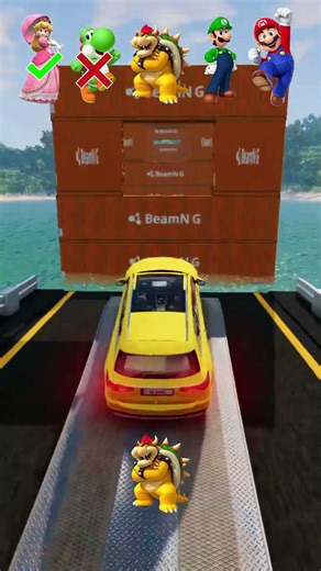 Mario Cars vs Floating Containers #beamngdrive #shorts #mario #carjump #water