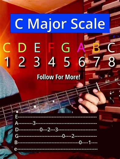 C major scale open position #easyguitar #easylearning #music #guitartutorial