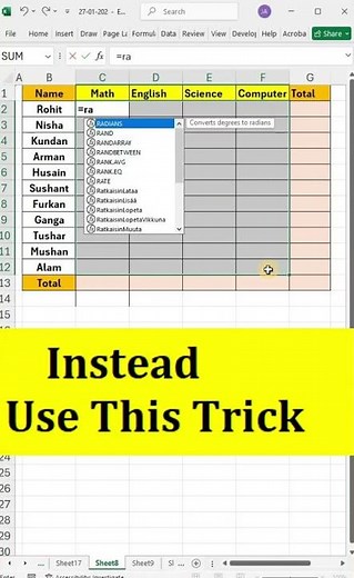 ✅How to create test data for Marksheet in excel 💯 😱 #excel #office #spreadsheet