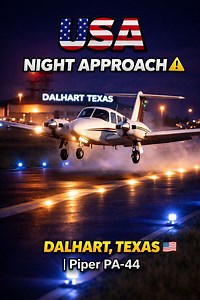A real twin-engine night approach into Dalhart, Texas. Low visibility, runway lights, and full concentration flying the Piper PA-44 Seminole. Follow for more real aviation moments, day and night ✈️ | Cap Tony Ochoa