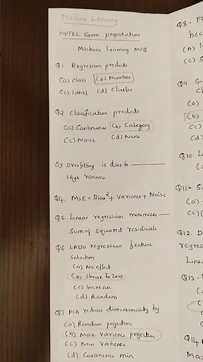 Important Machine Learning based MCQ and answers | NPTEL exam|Campus placement preparation|GATE CSE