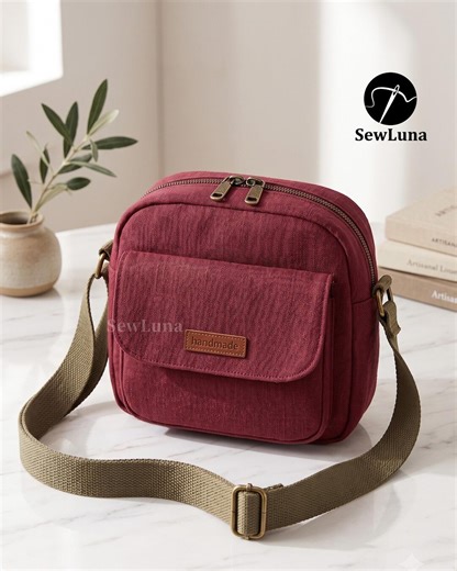 Billy Crossbody Bag PDF Sewing Pattern | Beginner Friendly Purse Tutorial | Small Canvas Messenger Bag Pattern | DIY Handbag Making Guide