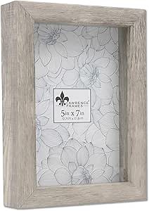 Lawrence Frames Shadow Box Frame, 5x7, Natural Gray
