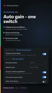 Windows sound and mic settings right in the tray | EOV Sound Panel