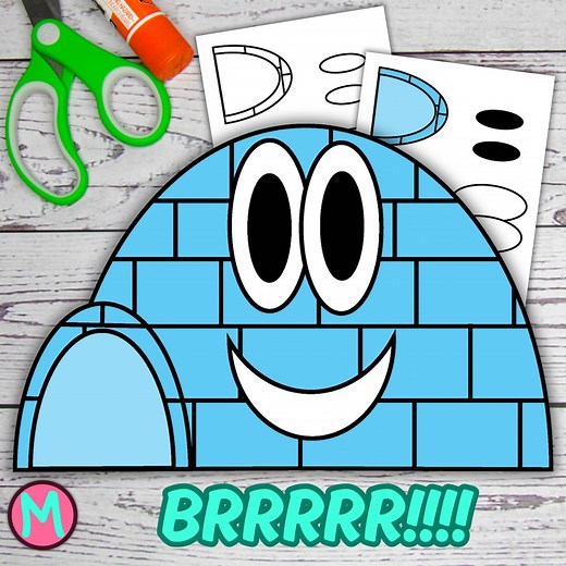 Igloo Craft Template: Winter Cut & Glue Activity (PDF) - Etsy