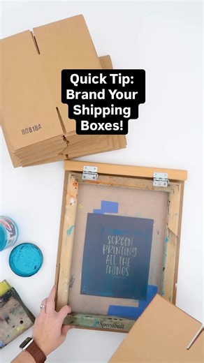 Jennifer Sanderson | DIY Crafts • Screen Printing on Instagram: "Print your own branded shipping boxes and save💰! All you need is a Cricut (or any brand vinyl cutter), a simple screen setup, and jar of screen printing ink. It’s cost effective and you can print just the amount that you need. Share this with a small business friend who loves to DIY!"