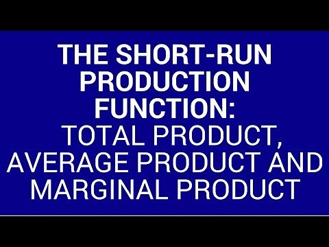 The short run production function: total product, average product and marginal product