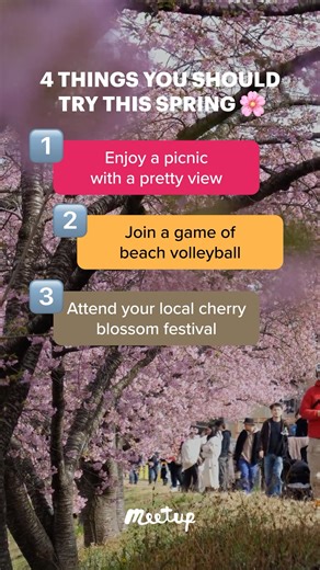 🌸 Spring into action! Explore vibrant events in your area with Meetup and make this season unforgettable. From outdoor adventures to creative workshops, there's something for everyone to enjoy. Don't miss out on the spring magic! #Meetup #SpringEvents | Meetup