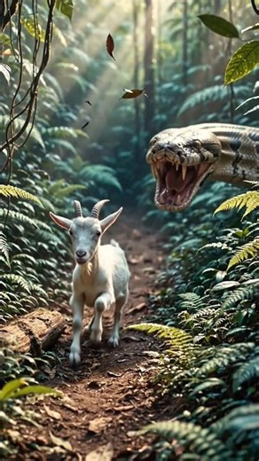 “Wild Jungle Moment: Goat Almost Eaten by Python!”#shorts